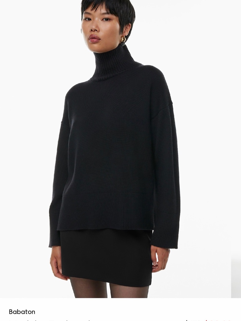 Babaton Black Turtleneck Sweater - Relaxed Oversized Fit
